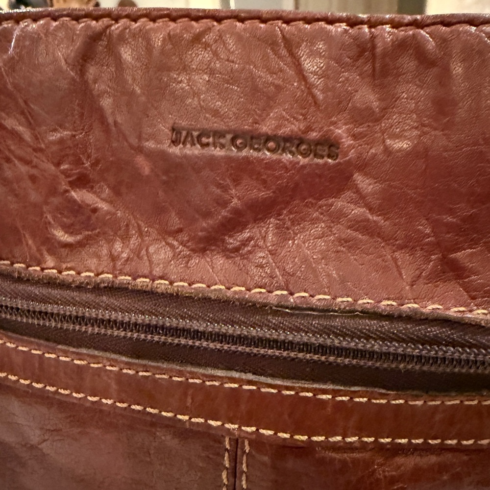 Jack Georges Voyager Leather Crossbody Messenger Bag - Brown - Picture 8 of 16
